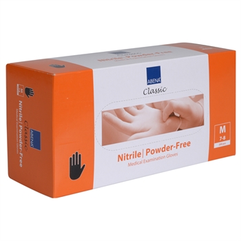 Undersøgelseshandske, Abena Classic Sensitive, M, sort, pudderfri nitril, 